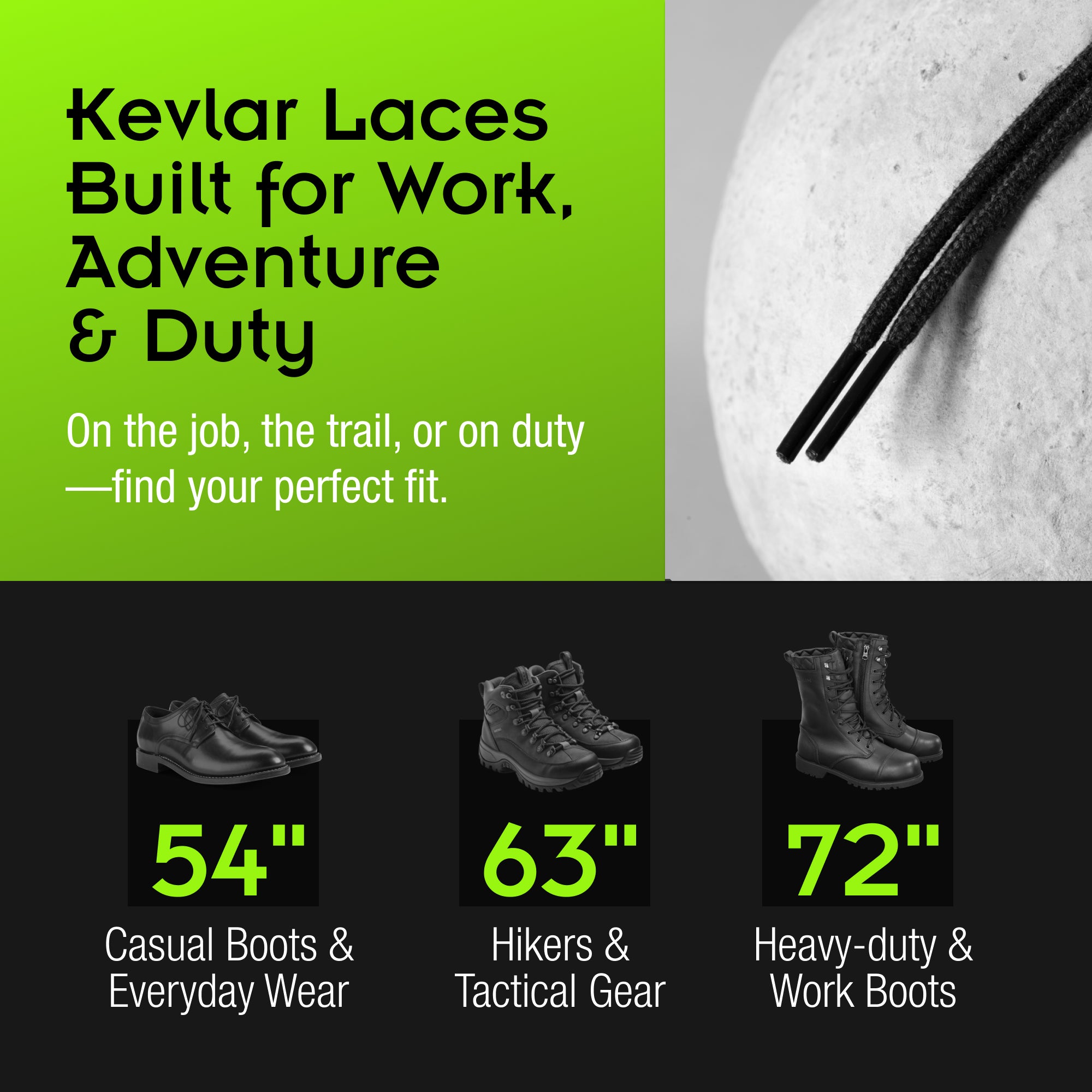 100% DuPont Kevlar™ Laces